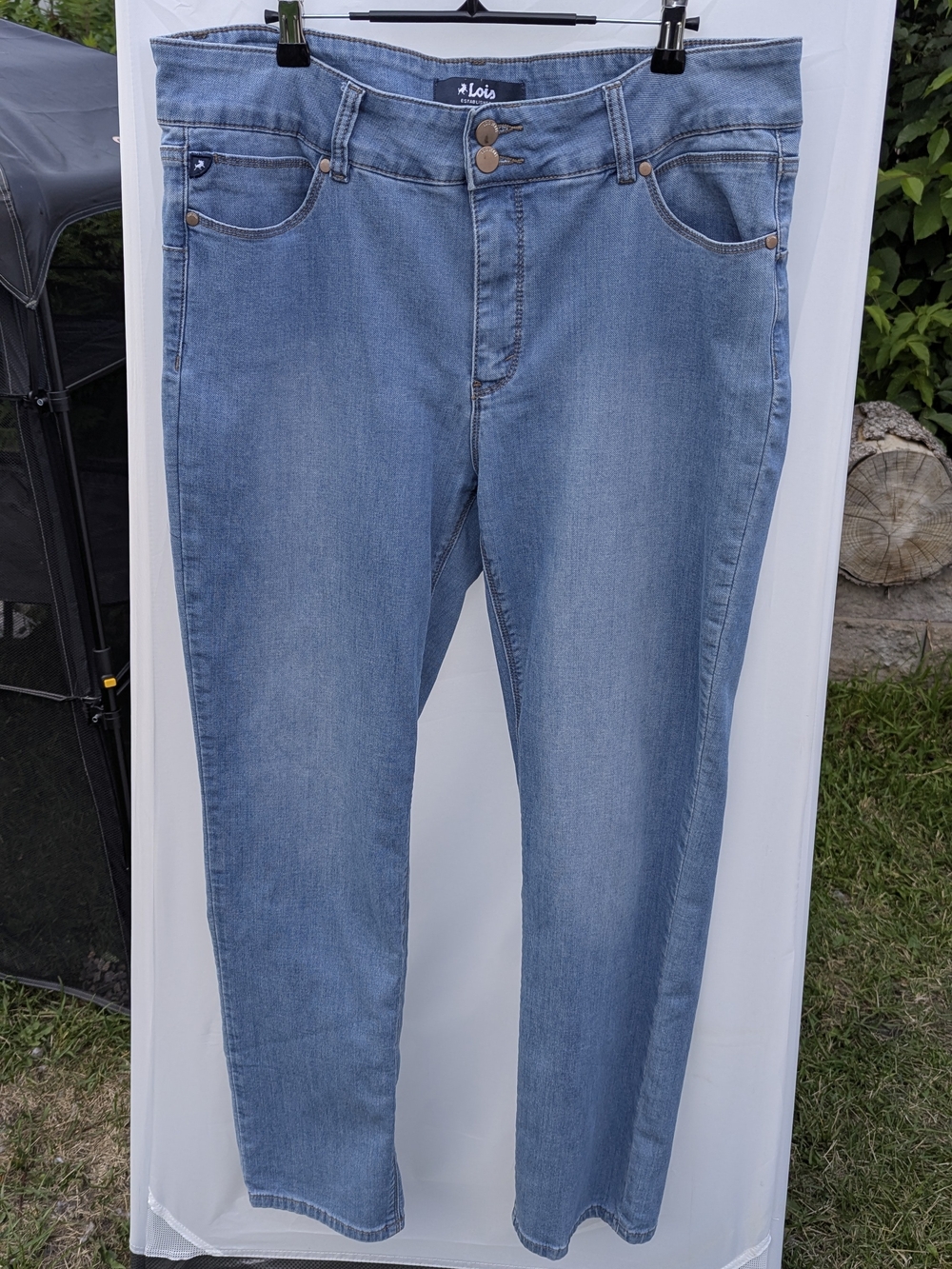 Double Button High Rise Straight Leg Jeans Boho Chic Coastal Cowgirl